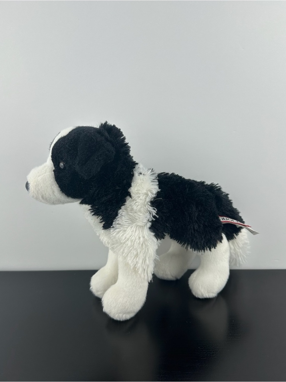 Douglas Cuddle Toys Meadow Border Collie Puppy Dog 8” #4009 Black White Plush